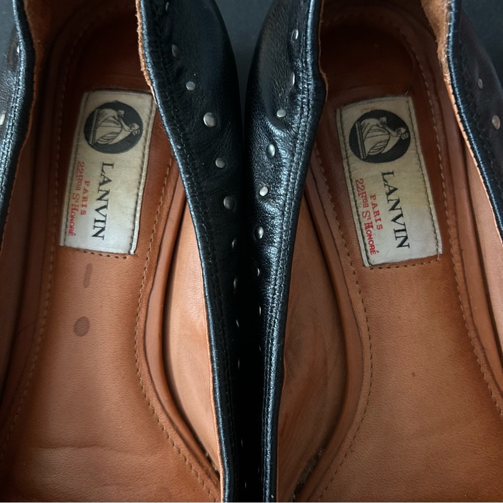 Lanvin Studded Leather Point Toe Flats - Picture 10 of 11